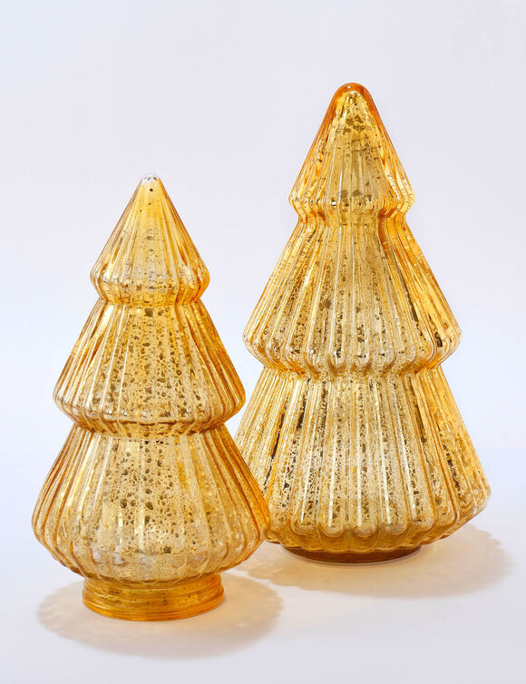 Sapin lumineux à LED, verre teinté doré (doré) Sapin lumineux à LED, verre teinté doré (doré)